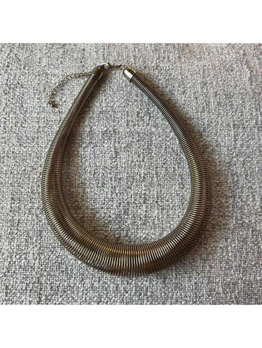 Vintage-Style Gold-Tone Gaspipe or Tubogas Statement Collar Necklace